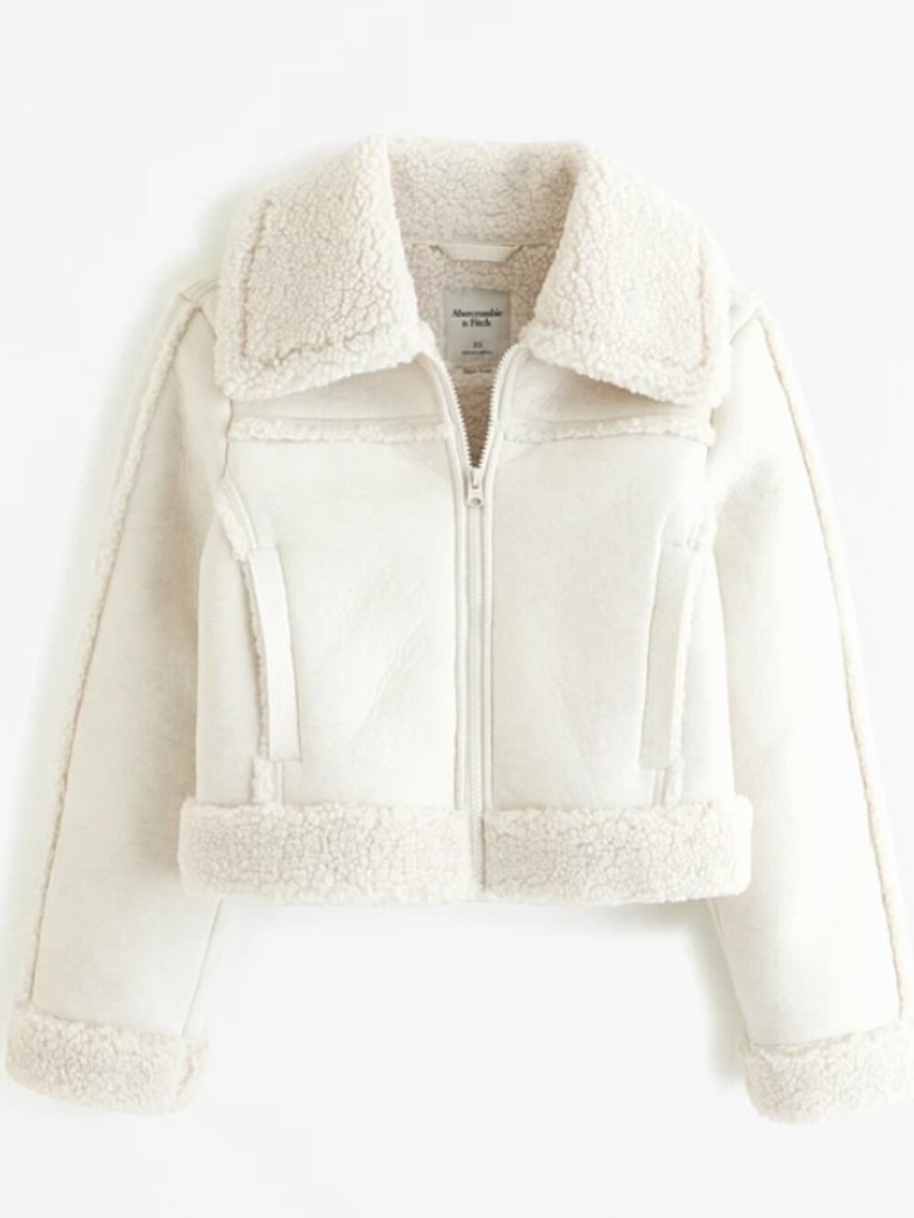 Abercrombie & Fitch Cropped‎ Vegan Suede Sherpa Jacket